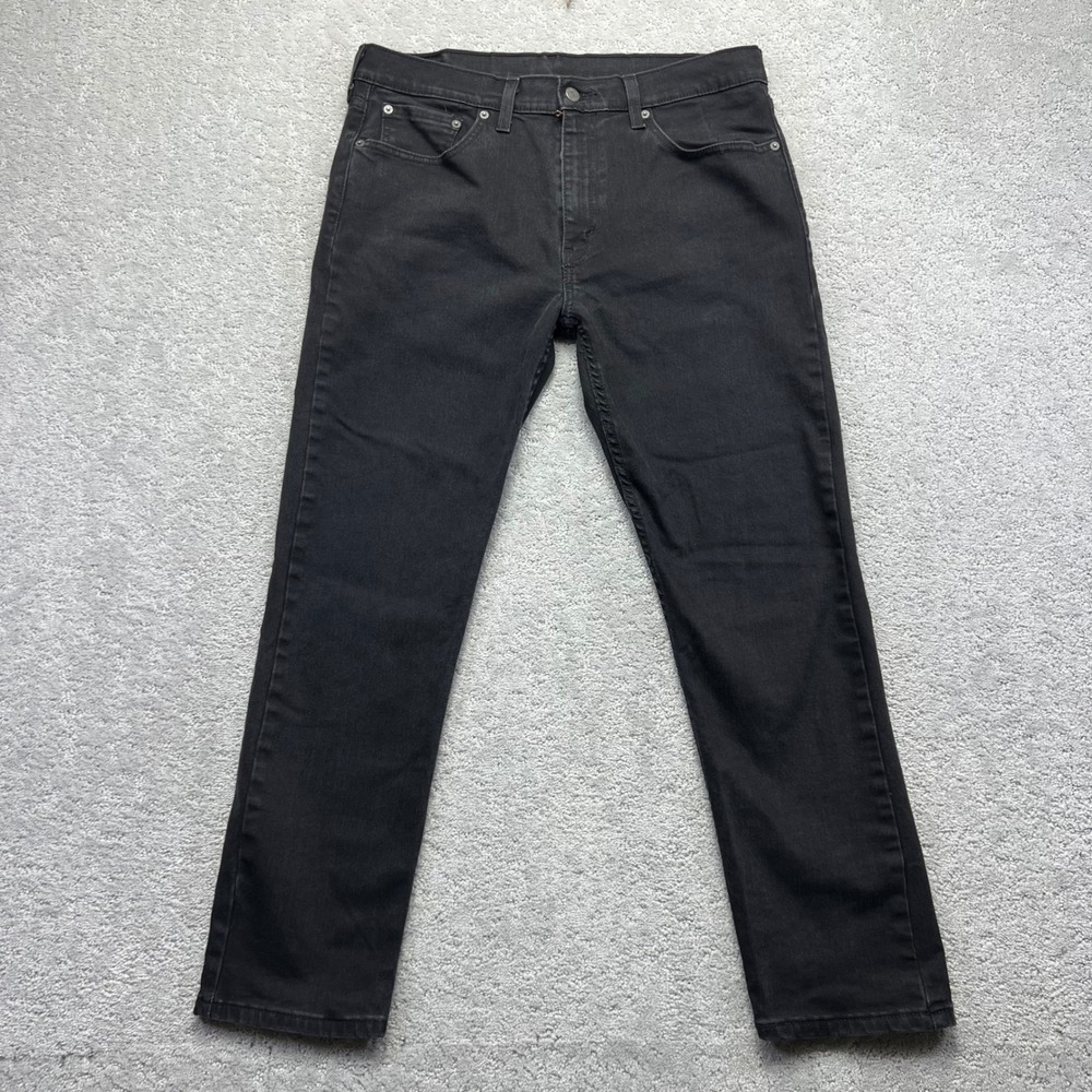 Levis 502 Jeans Mens 33x30(35x28) Regular Taper Black Denim Stretch Pants
